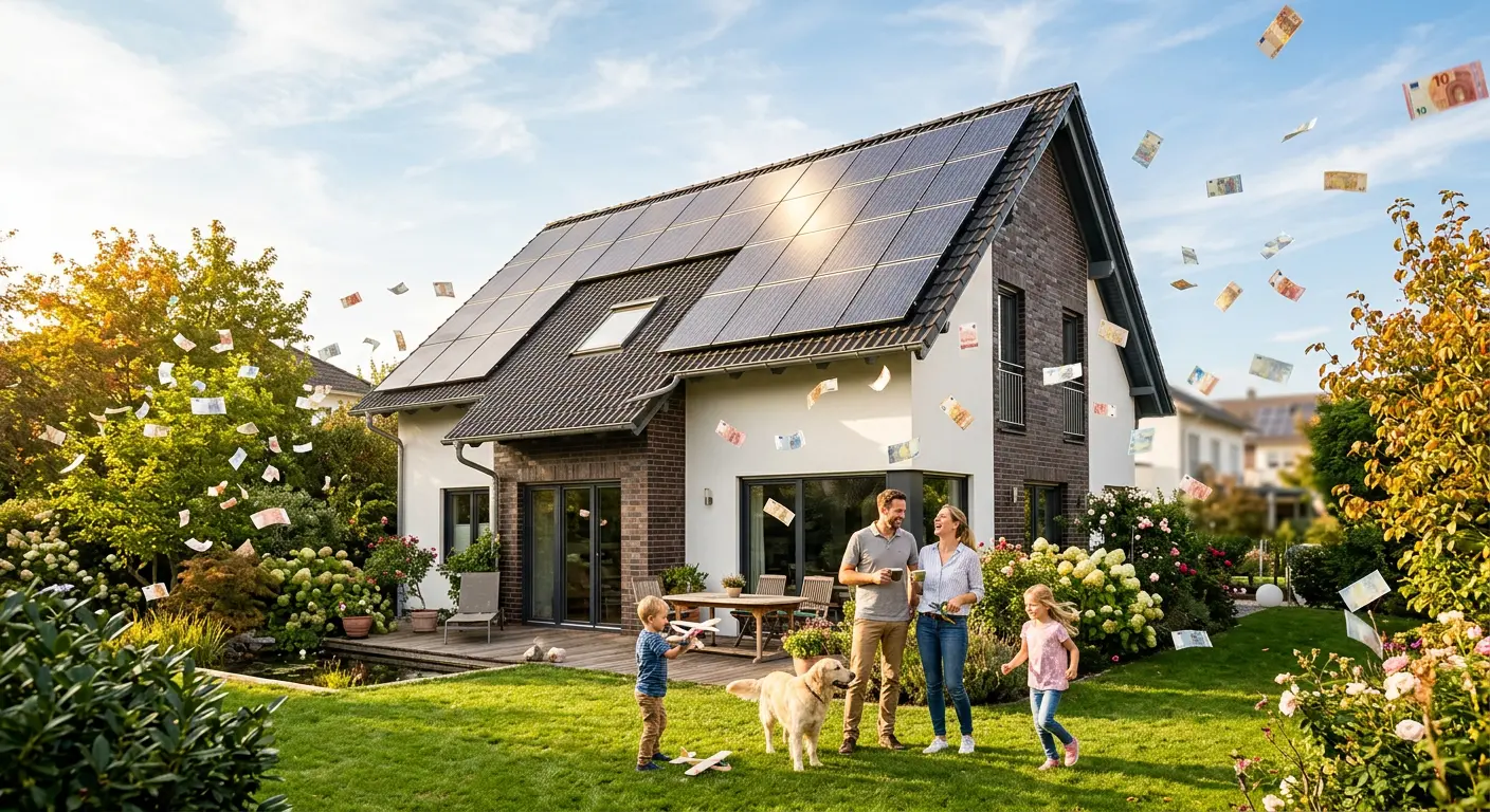 Solar-Offensive - Haus mit Solaranlage